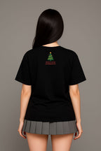 A lady wearing a black t-shirt-12 celebrations made by Unique for Fans