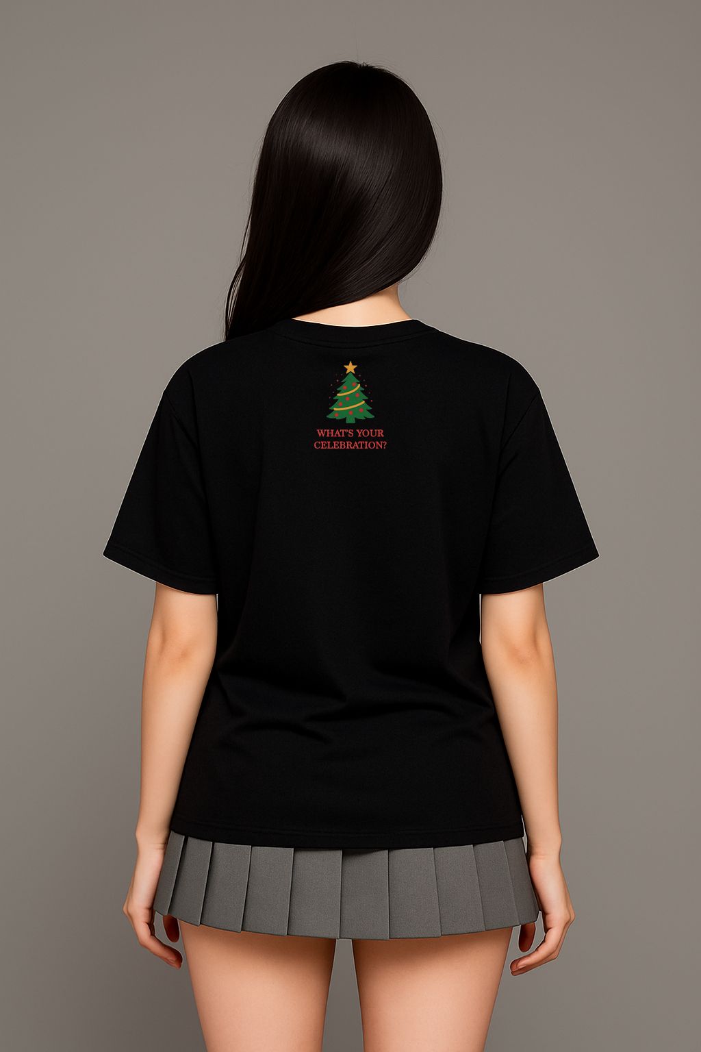 A lady wearing a black t-shirt-12 celebrations made by Unique for Fans