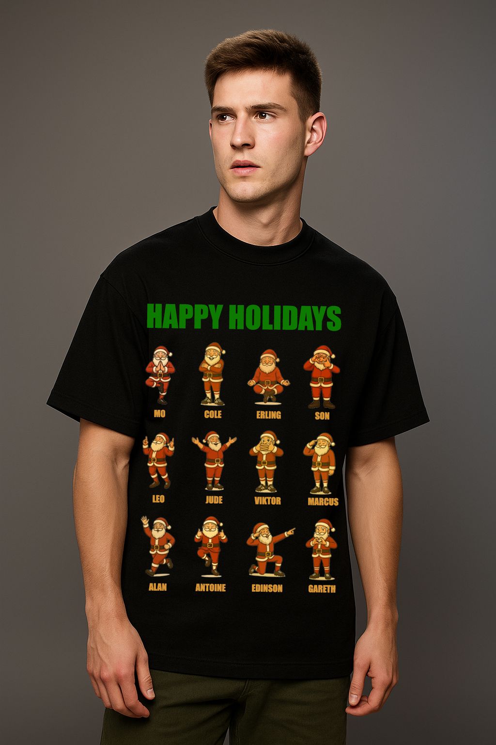 A man wearing a black t-shirt-12 celebrations made by Unique for Fans