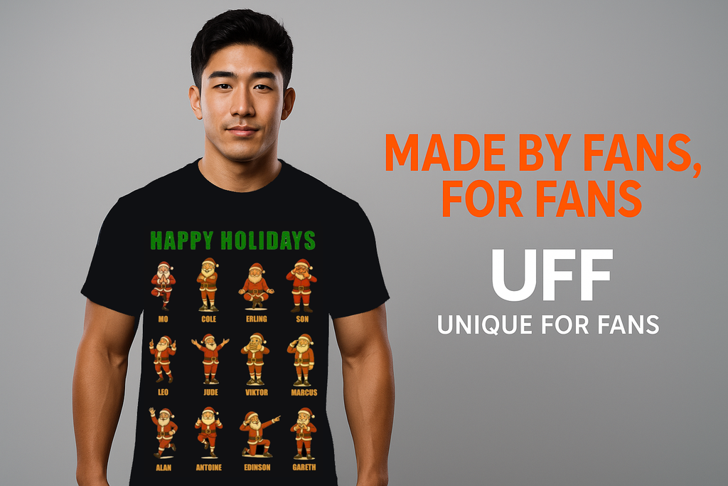 A man wearing a black t-shirt-12 celebrations made by Unique for Fans