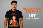A man wearing a black Trust-the-Process T shirt made by Unique for Fans